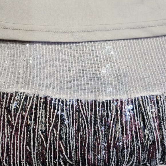 💋GLAM & SEXY💋1920's Flaper Vibe Fringe Strapless Dress in Silver Sequin - Picture 12 of 14